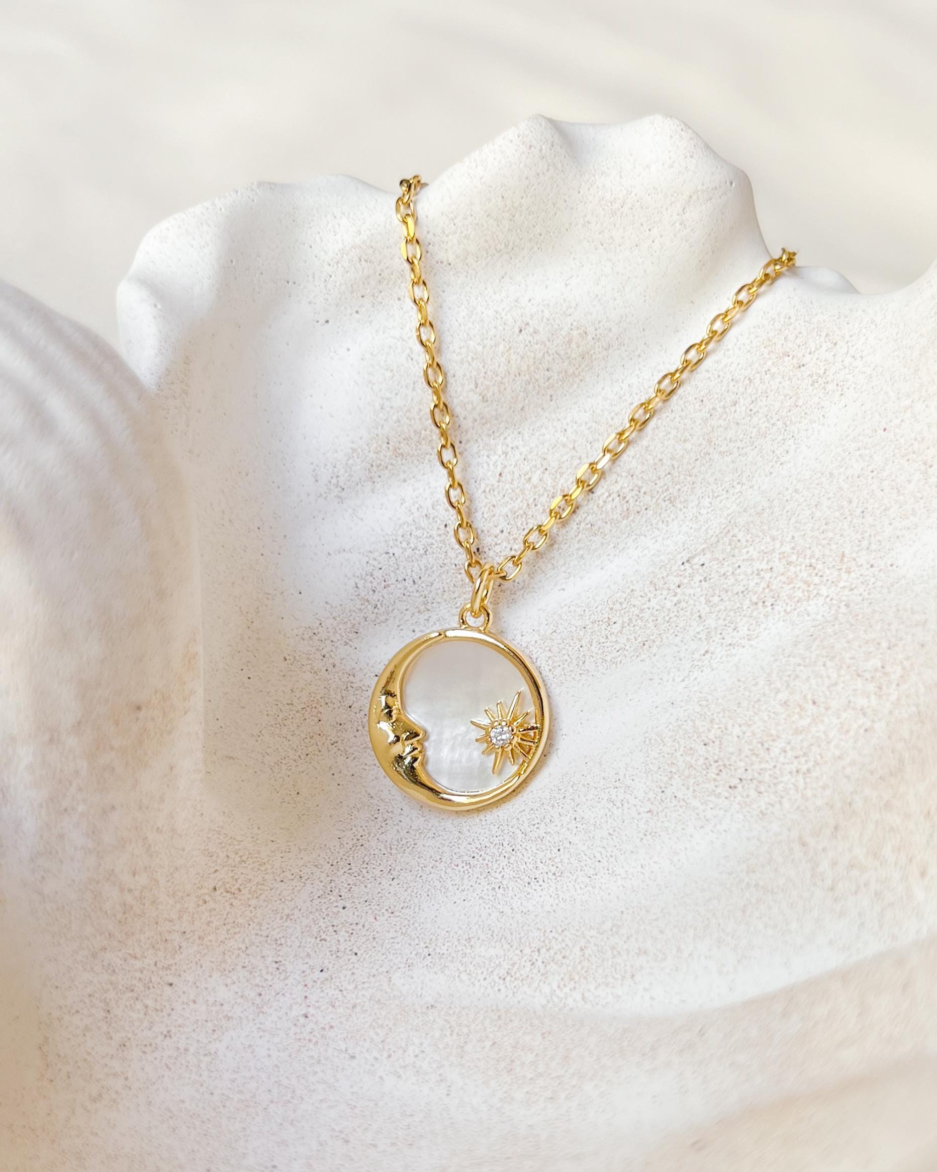 Sun and Moon Necklaces | Best Friend Necklace 18k Plated Gold