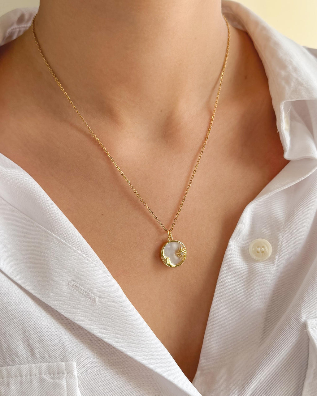 Sun and Moon Necklaces | Best Friend Necklace 18k Plated Gold