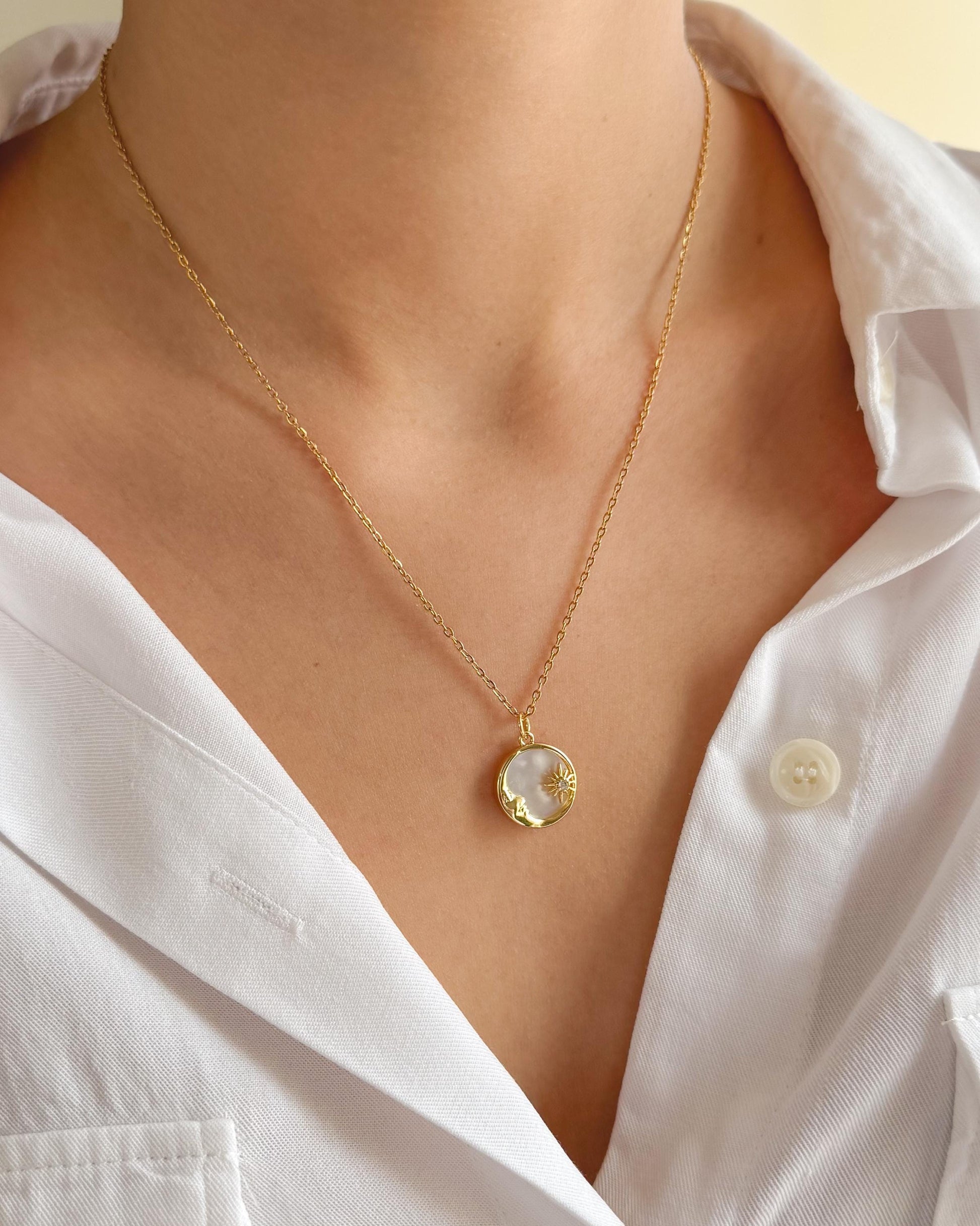 Sun and Moon Necklaces | Best Friend Necklace 18k Plated Gold