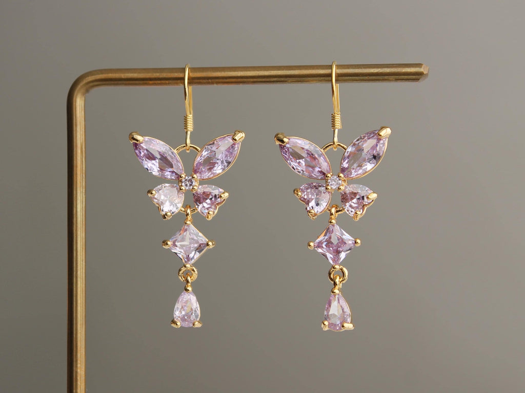Light Purple Butterfly Earrings | 925 Sterling Silver - Elegant Wedding & Party Jewelry Gift for Her