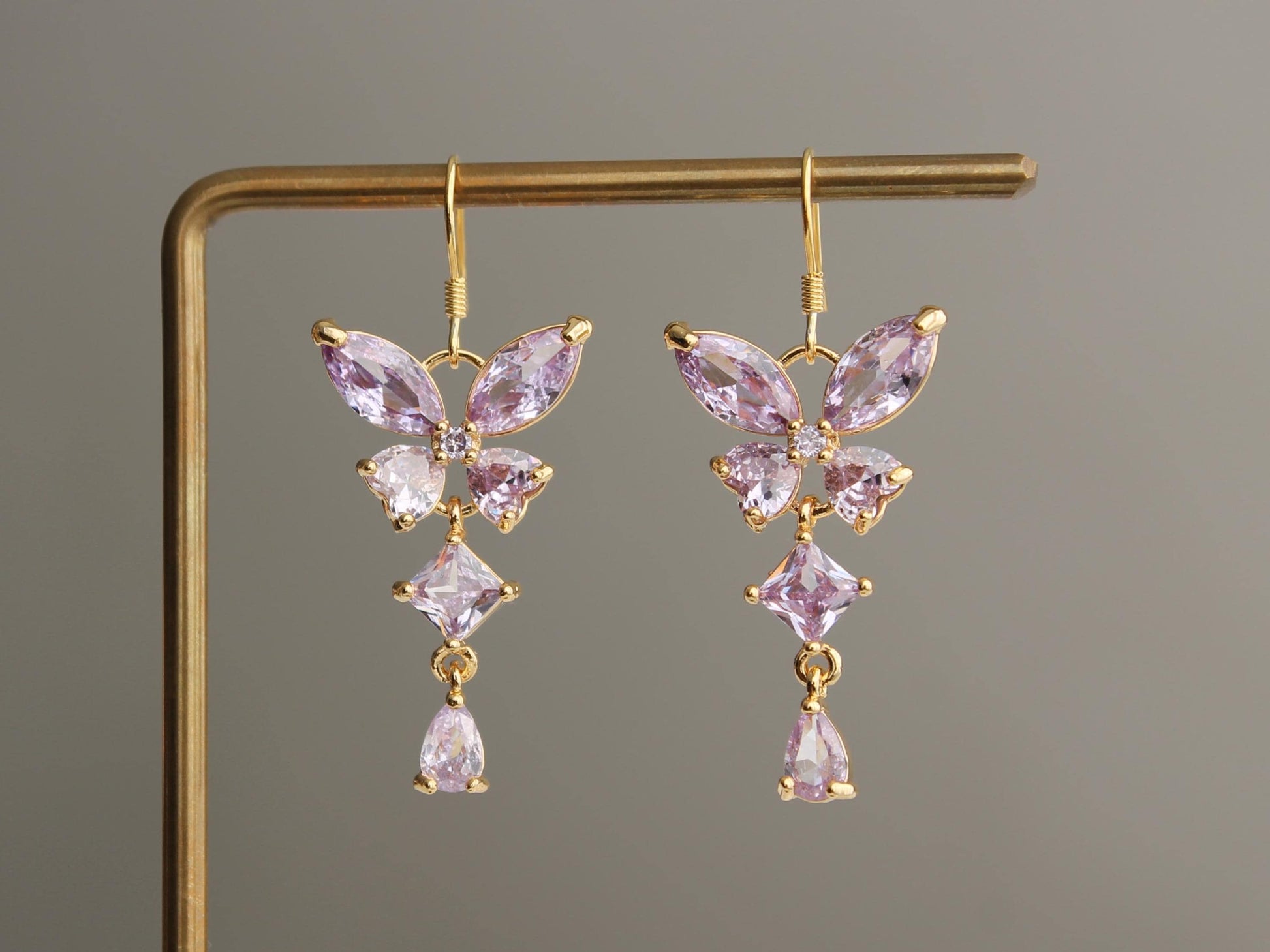 Light Purple Butterfly Earrings | 925 Sterling Silver - Elegant Wedding & Party Jewelry Gift for Her