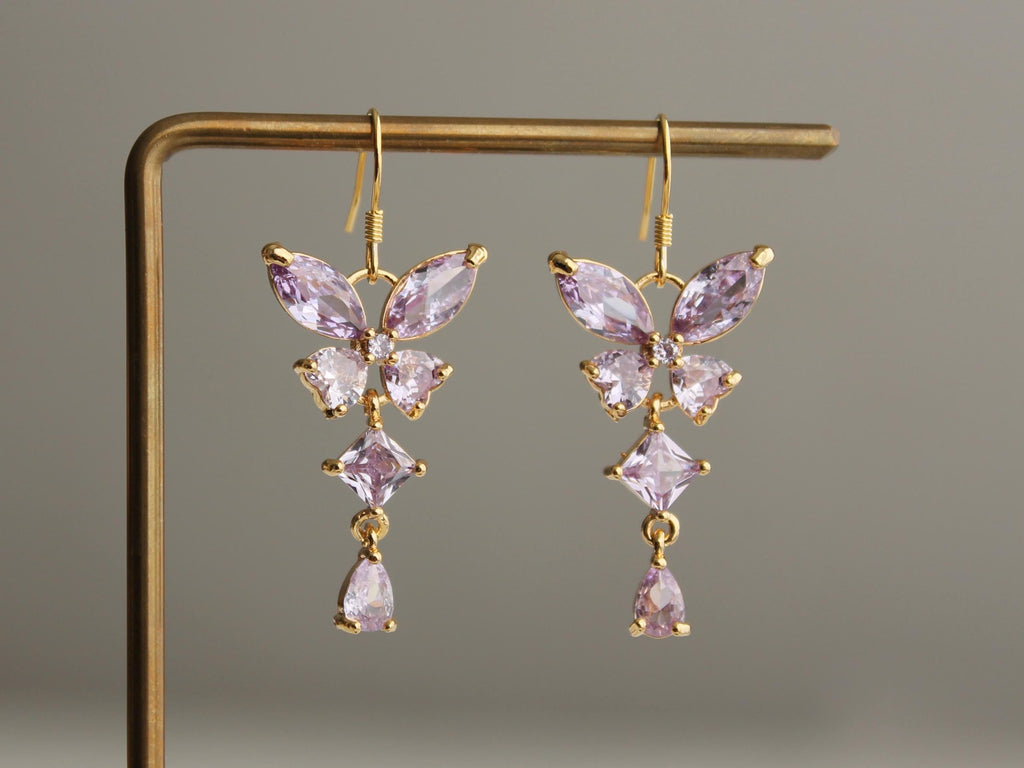 Light Purple Butterfly Earrings | 925 Sterling Silver - Elegant Wedding & Party Jewelry Gift for Her