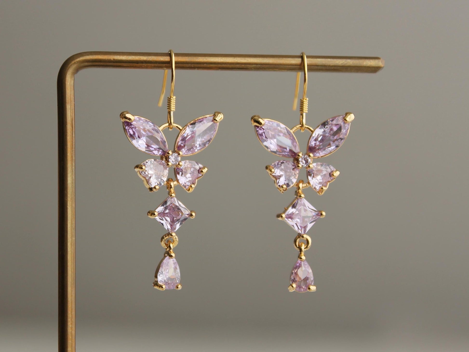 Light Purple Butterfly Earrings | 925 Sterling Silver - Elegant Wedding & Party Jewelry Gift for Her