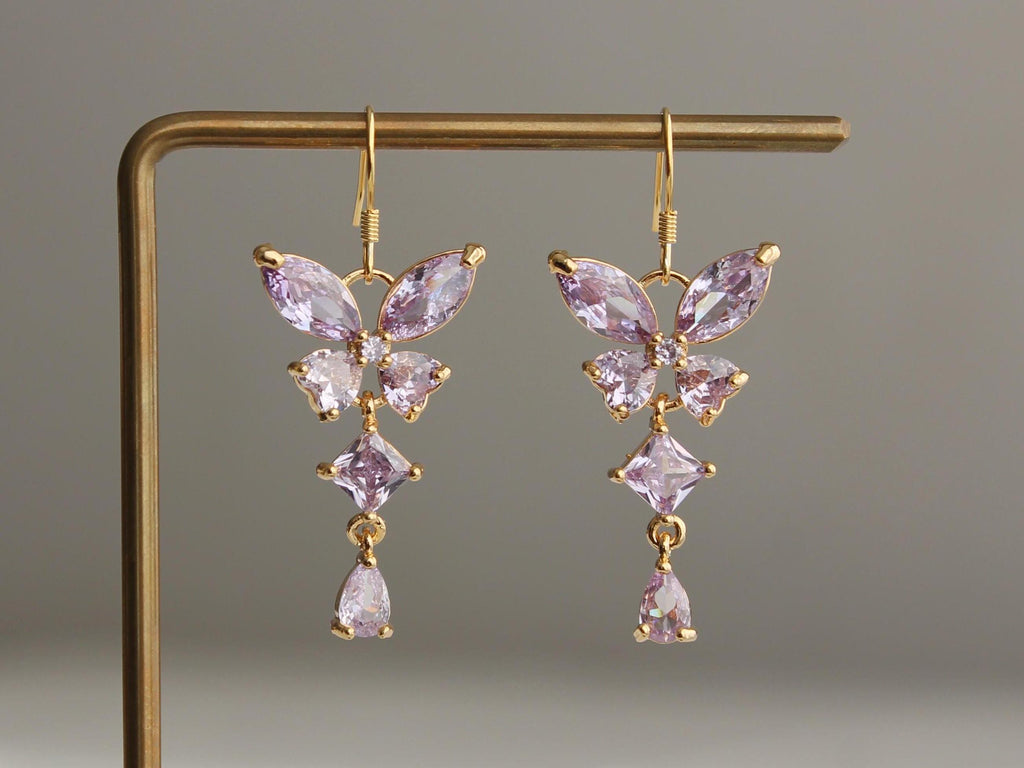 Light Purple Butterfly Earrings | 925 Sterling Silver - Elegant Wedding & Party Jewelry Gift for Her