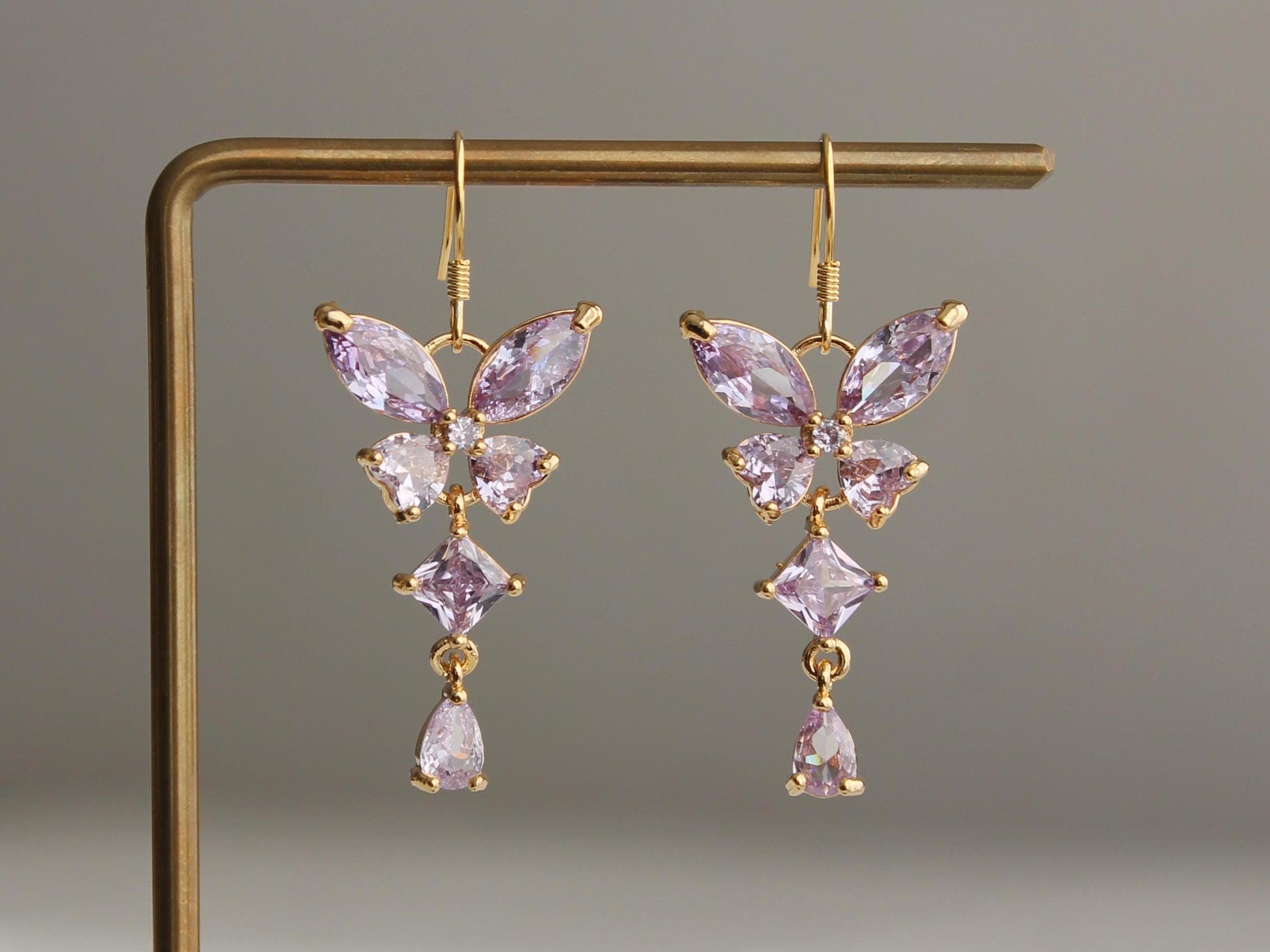 Light Purple Butterfly Earrings | 925 Sterling Silver - Elegant Wedding & Party Jewelry Gift for Her