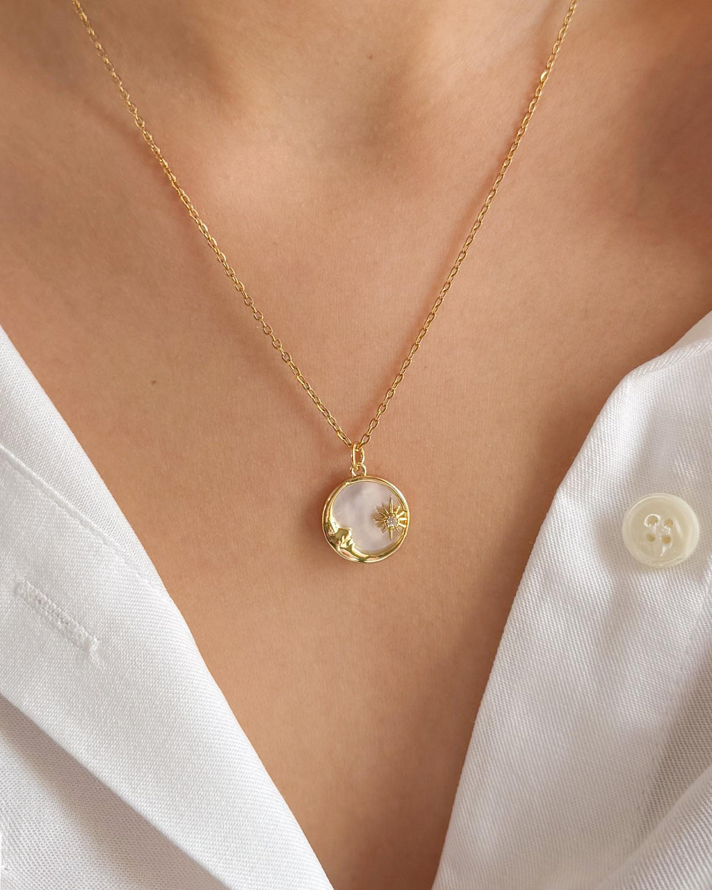 Sun and Moon Necklaces | Best Friend Necklace 18k Plated Gold