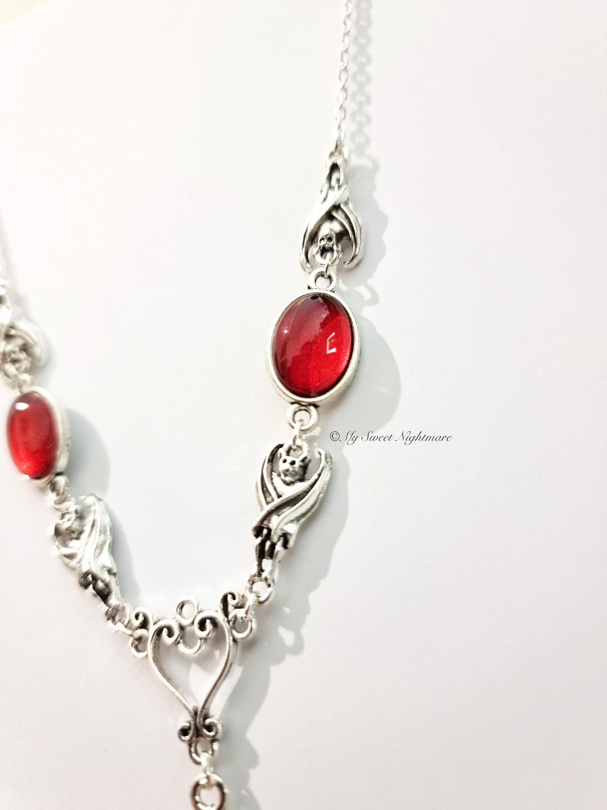 Victorian Gothic Bat Necklace - Unique Vampire Jewelry with Gothic Cameo Design