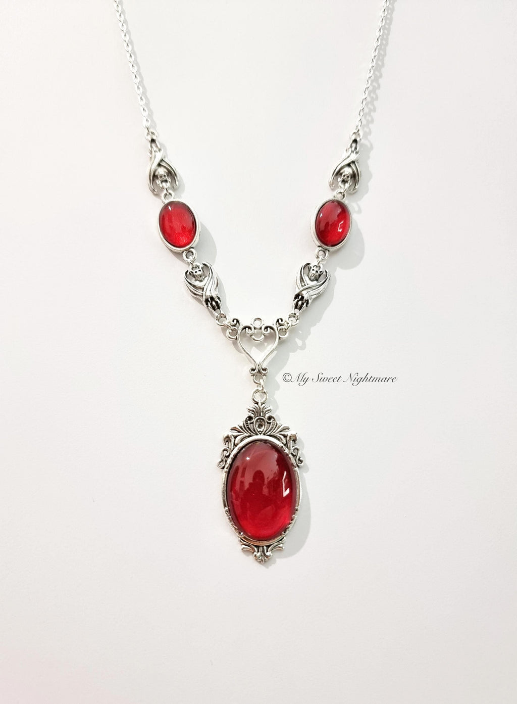 Victorian Gothic Bat Necklace - Unique Vampire Jewelry with Gothic Cameo Design