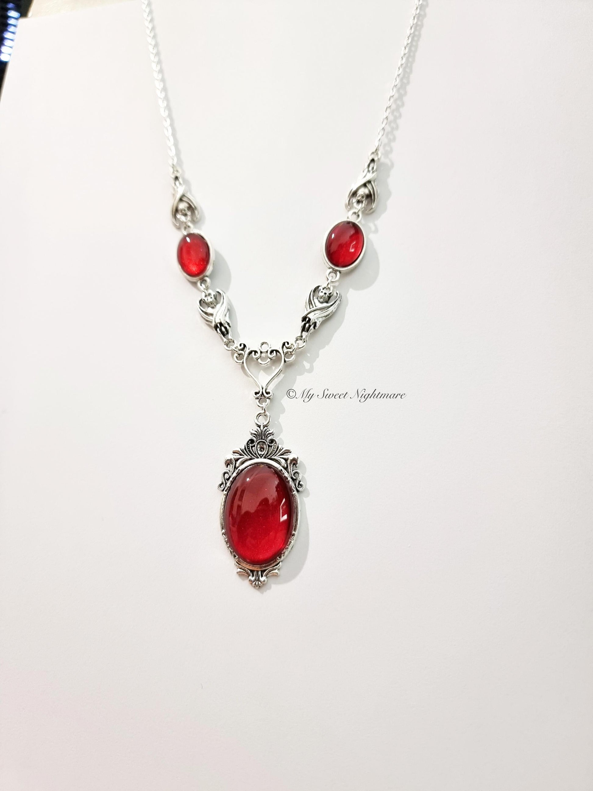 Victorian Gothic Bat Necklace - Unique Vampire Jewelry with Gothic Cameo Design