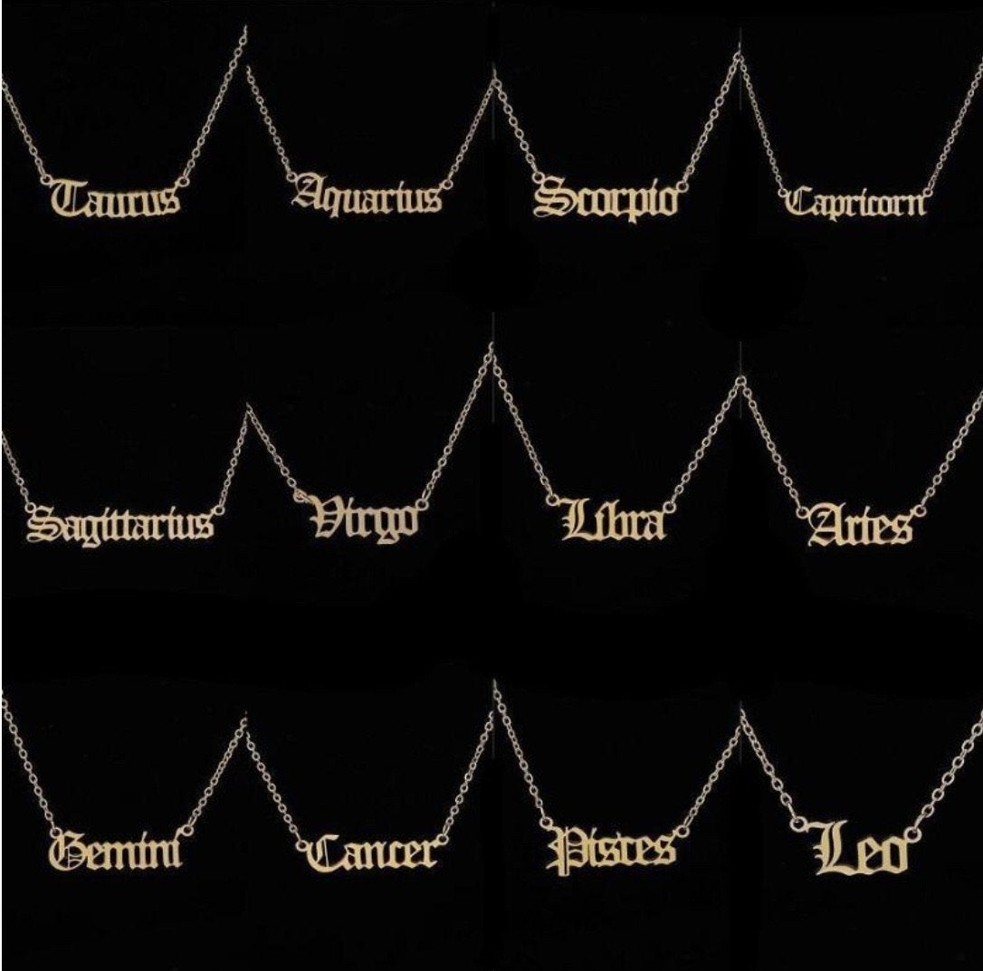 Zodiac Script Necklace