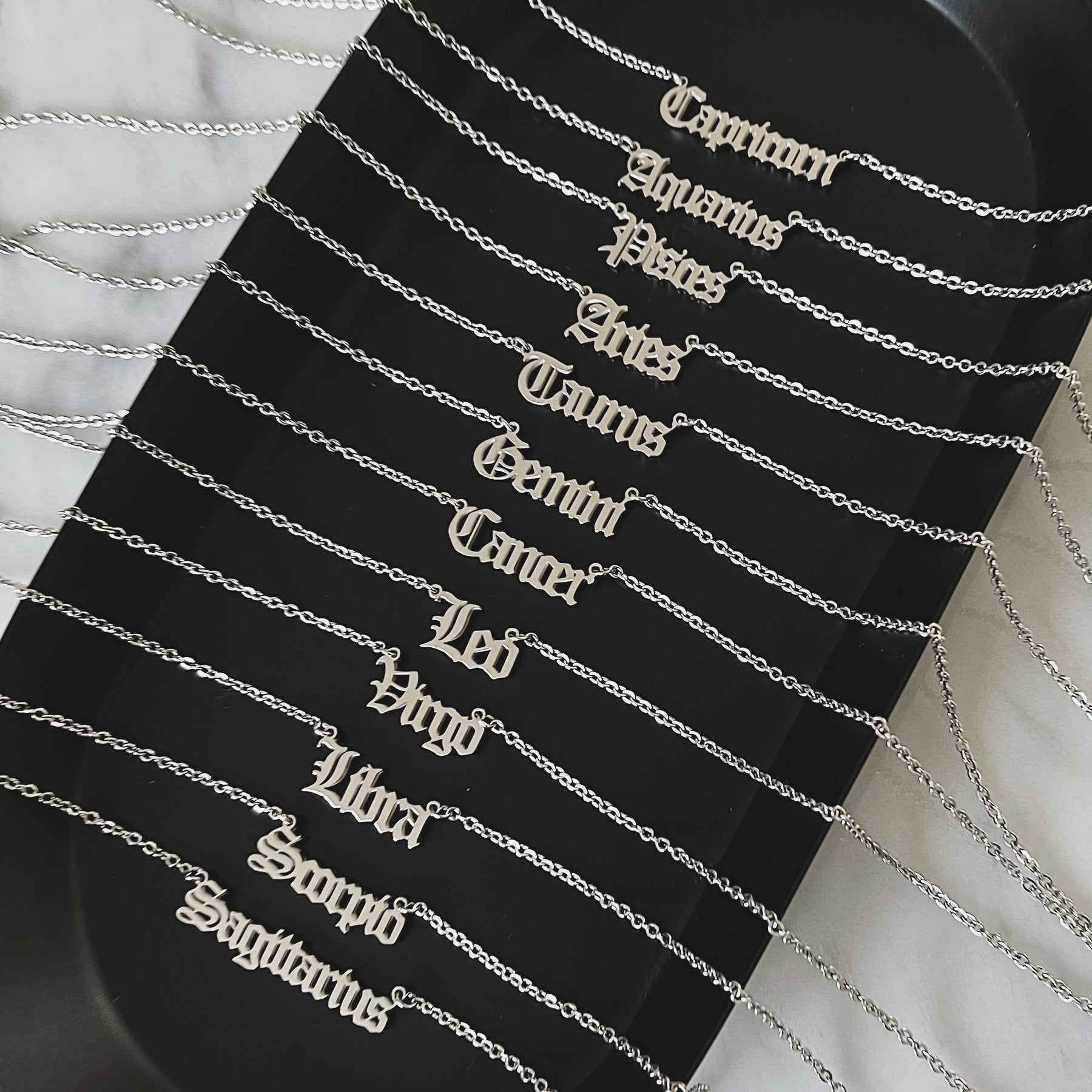 Zodiac Script Necklace
