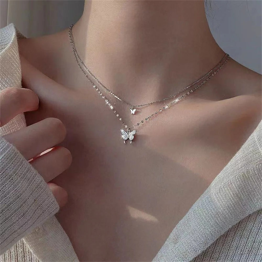 Butterfly Layered Clavicle Necklace Spring Collection