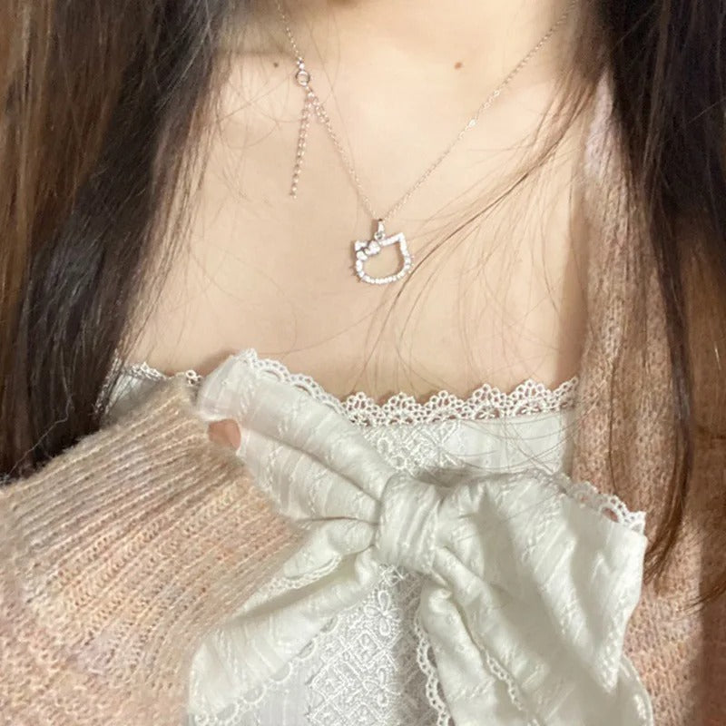 Hello Kitty Minimalistic Necklace | Sterling Zilver Elegantie