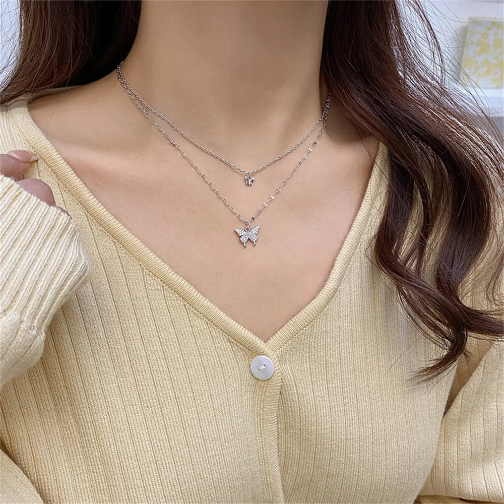 Butterfly Layered Clavicle Necklace Spring Collection