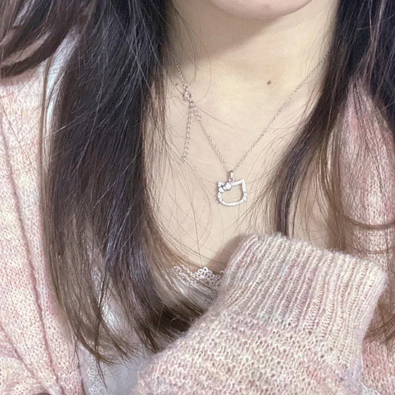 Hello Kitty Minimalistic Necklace | Sterling Zilver Elegantie