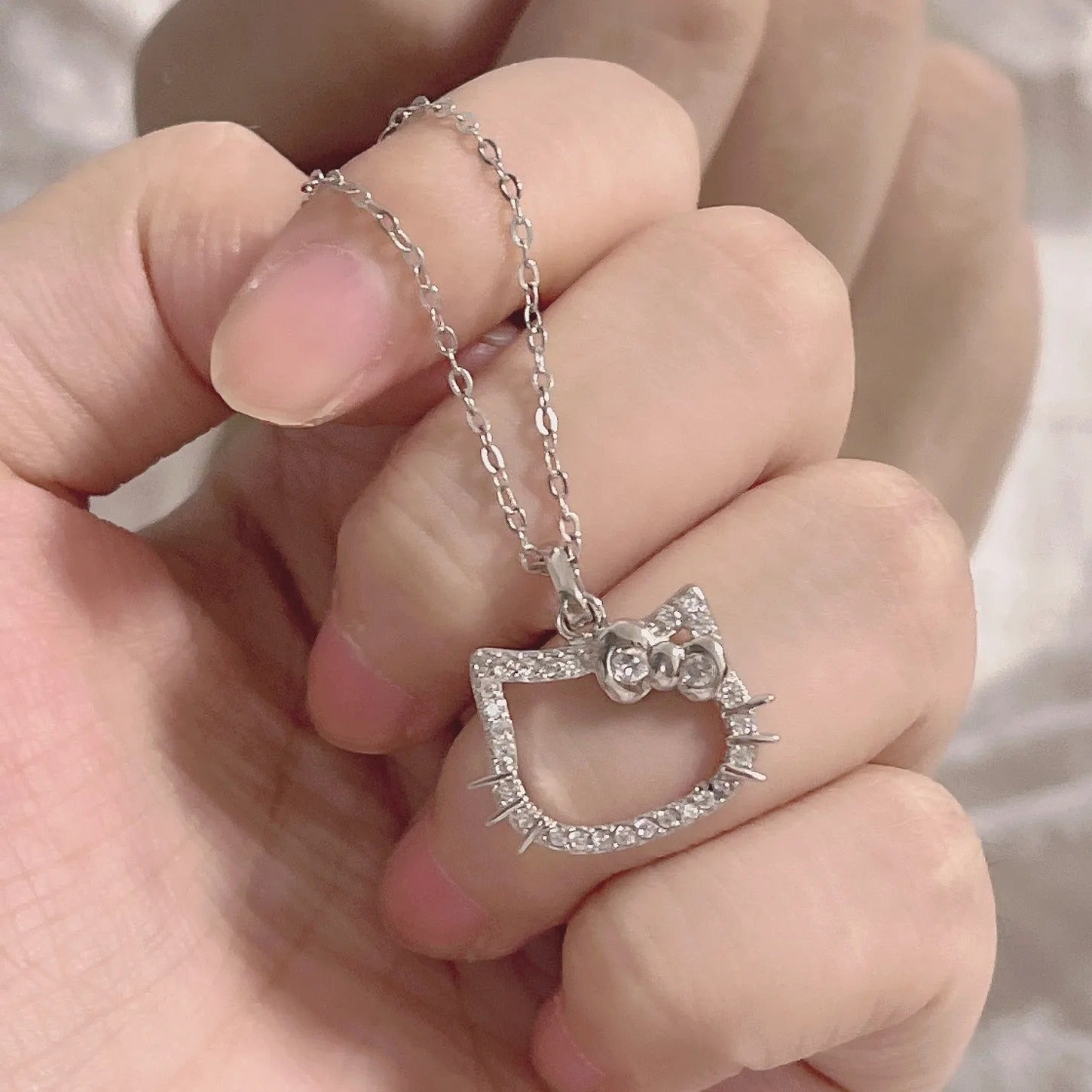 Hello Kitty Minimalistic Necklace | Sterling Zilver Elegantie