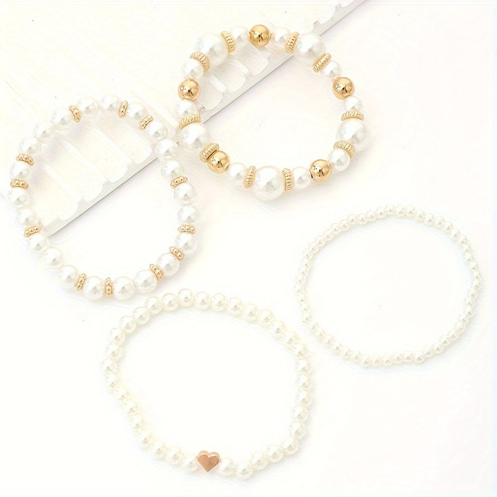 Esmara | Stijlvolle Set van 4 Armbanden met Kunstparels